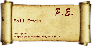Poli Ervin névjegykártya